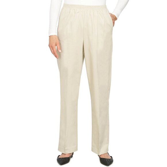 Alfred Dunner Classics Petite Ivory Pull-On Pants Elastic Waistband Sz 10P NWT - Picture 1 of 2
